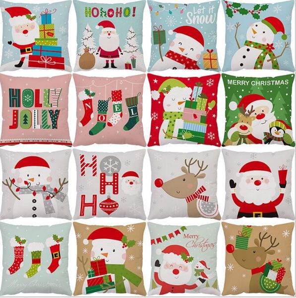 Qualidade 31 Cores decorativas travesseiro capas para travesseiros de halloween de Natal 45 * 45cm personalizado santa impressa encostado almofada de almofada de almofada sem interna