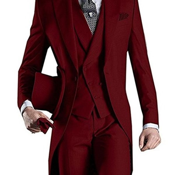 

wedding tuxedos arrival black/white/grey/light grey/purple/burgundy/blue tailcoat groomsmen men party suits (jacket+pants+vest+tie) no:2164, Black;gray