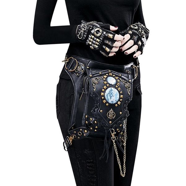Bel Çantaları Unisex Steampunk Çanta Buhar Punk Retro Kaya Gotik Goth Omuz Paketleri Victoria Zincir Bırak Bacak Uyluk Kılıf