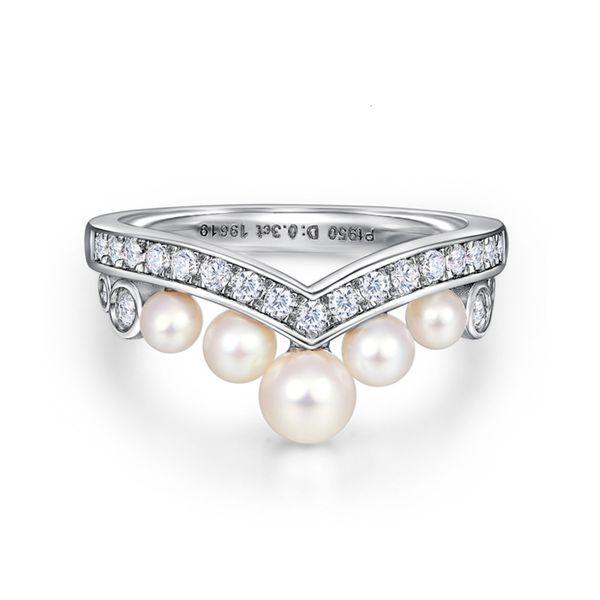 

hbp pearl ring women's pure silver natural freshwater v-shaped crown ring wedding, Blue;gray