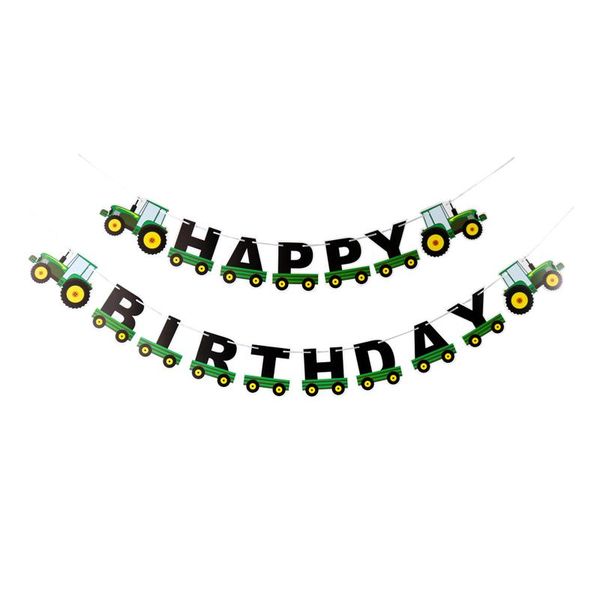 

party decoration indoor outdoor happy birthday banner tree with truck excavator courtyard paper bedroom wall gift decor hanging living room