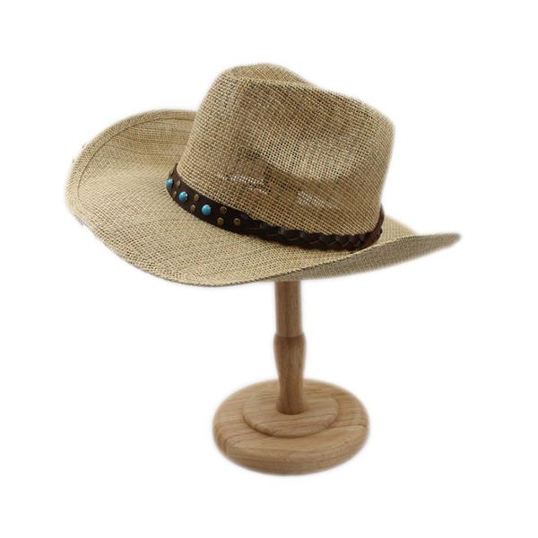 

cloches fashion women men hollow western cowboy hat gentleman cowgirl jazz equestrian cap dad queen summer sombrero with punk ribbon, Blue;gray