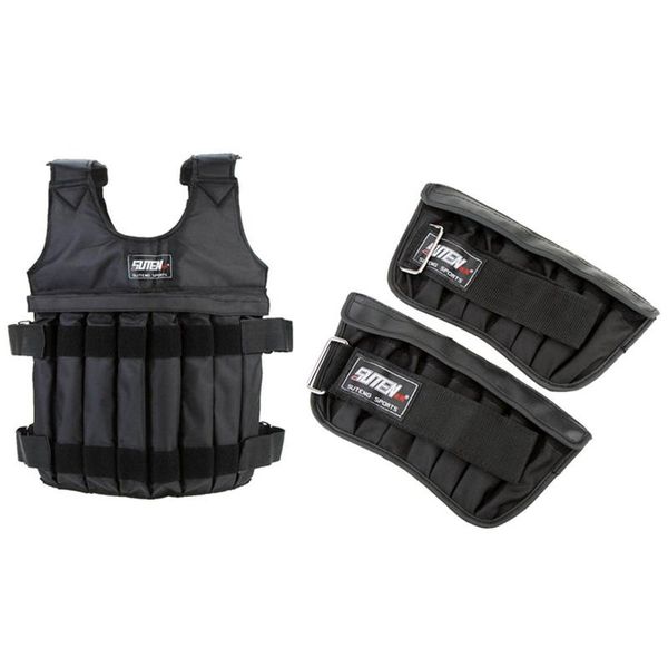 

2pcs max loading 3kg adjustable weighted wrist band & suten 1x 20 kg of load weight vest gym clothing, White;black
