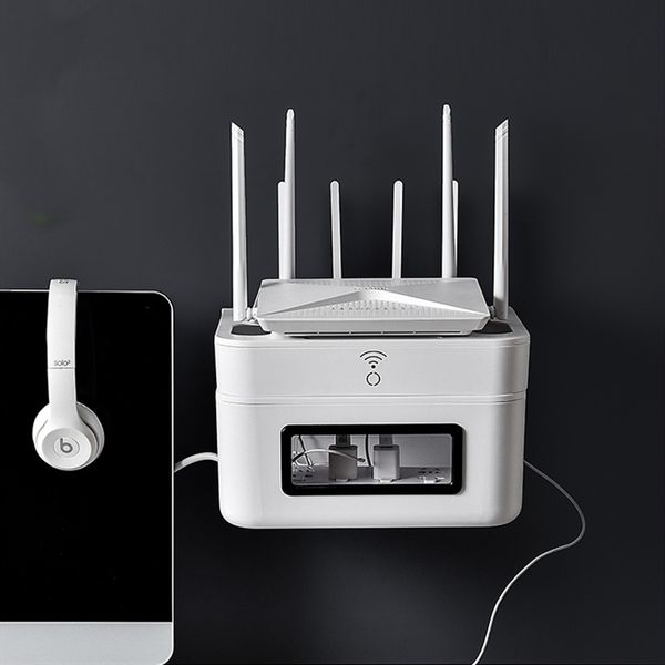 Wifi Router Caixa de Armazenamento Parede Fiação de Fiação Organizador de TV de Dados Proteção Arranjo Fio Arranjo Plástico Frames Gaveta Tipo 210330