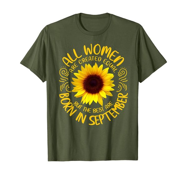 

women born in september girl sunflower t-shirt, White;black