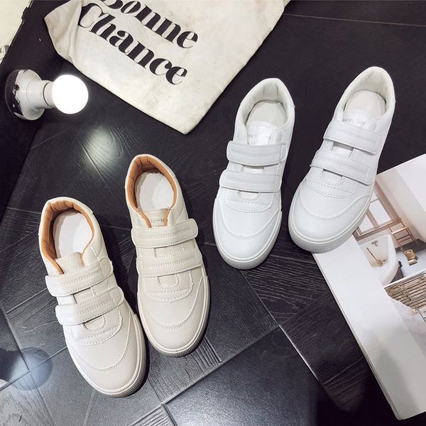

little white shoes women's 2021 autumn new fashion korean casual flat bottom magic patch board outdoor student running