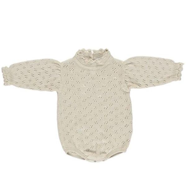 

autumn baby hollow lace cotton knitted jumpsuit bottoming sweater crawling clothes 210429, Blue