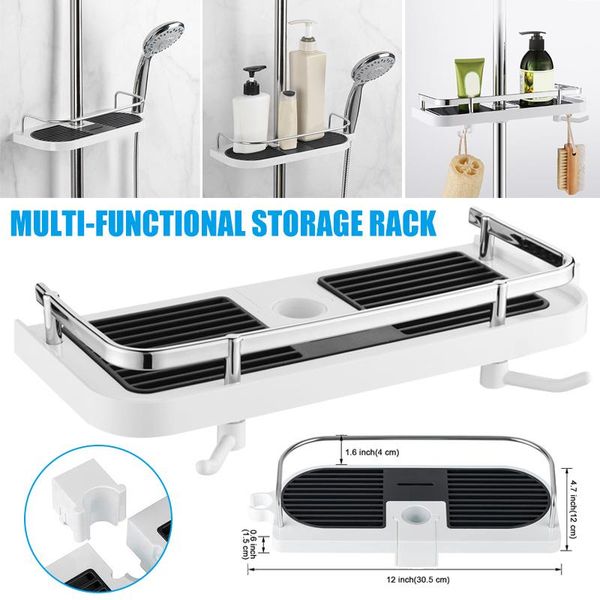

bathroom shelves 2021 multifunctional shower lift bar storage rack punch-rod tray j8 #3