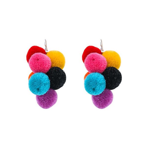 

stud colored hair ball earrings for women exaggerated fashion custom drops elegant banquet jewelry, Golden;silver