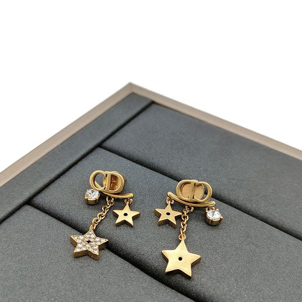 

special offer 75%off outlet star studded s925 silver needle earrings bronze simple fashion brass women's jewelry