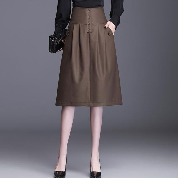 

skirts 2021summer arrival black high-waisted slim umbrella skirt all-match casual simple women a-line long tide