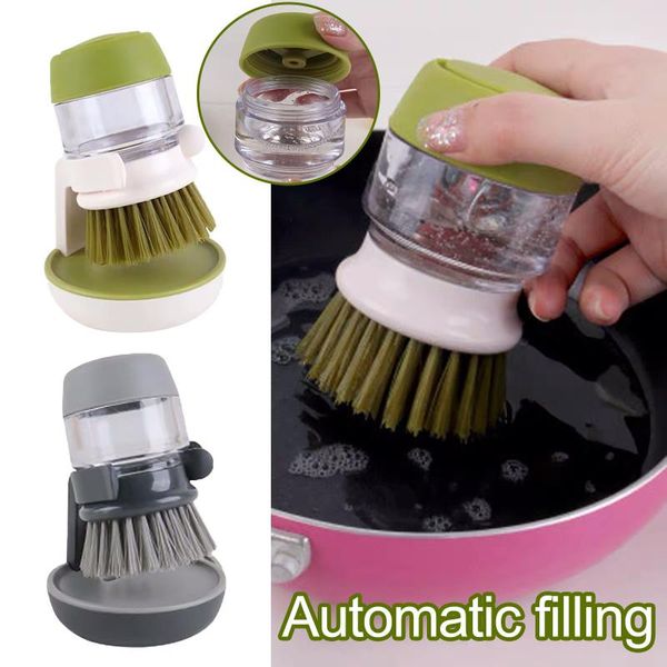 

household dishwashing brush kitchen with holder for pot pan , soap dispensing palm storage set#g30 & organization