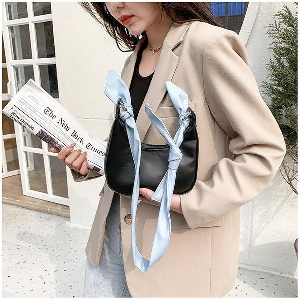 

evening bags women's spring and summer 2021 one-shoulder messenger bag purse handbag trendy fashion bow hit color underarms