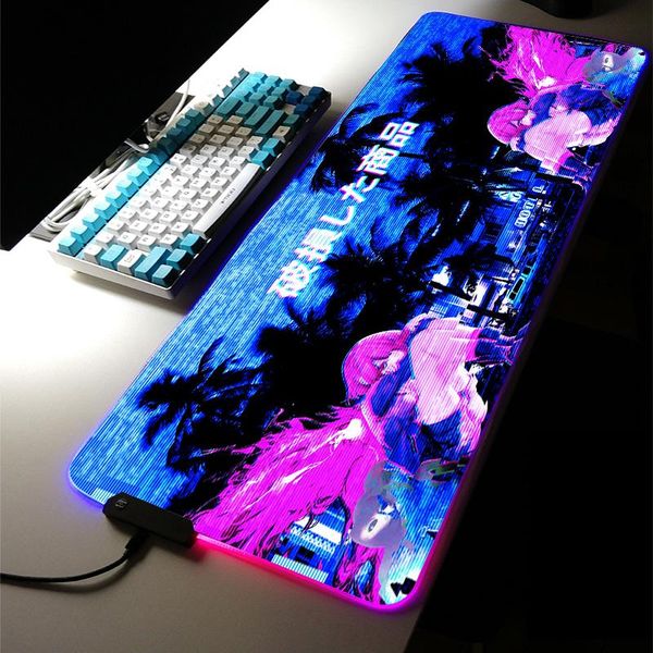 

mouse pads & wrist rests rgb led light gaming accessories demon slayer ghoul anime mousepad large mechanica keyboard non-slip game des
