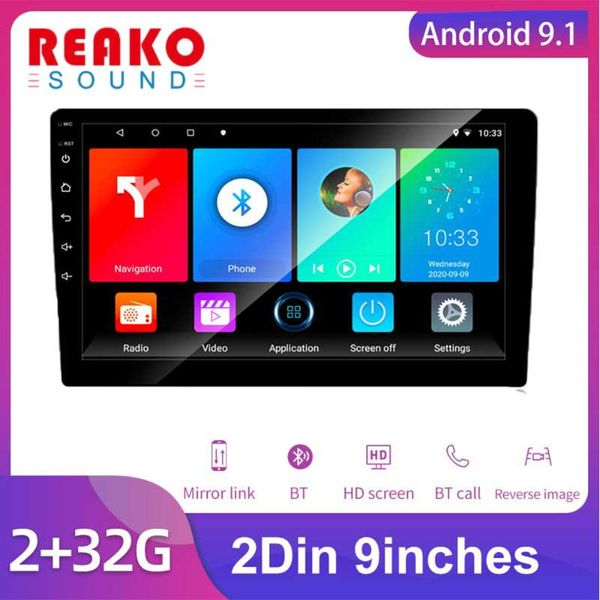 

car video reakosound 9'' android 9.1 2 din radio 2g multimedia playe universal auto stereo gps navigation bluetooth