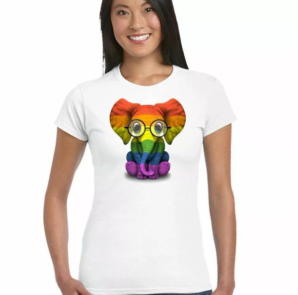 

lgbt elephant gay t-shirt pride rainbow lesbian outfit clothes, White;black