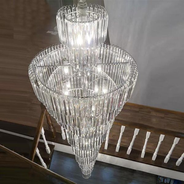 

chandeliers stair chandelier long duplex building rotating el lobby project villa living room hollow light luxury crystal lamp