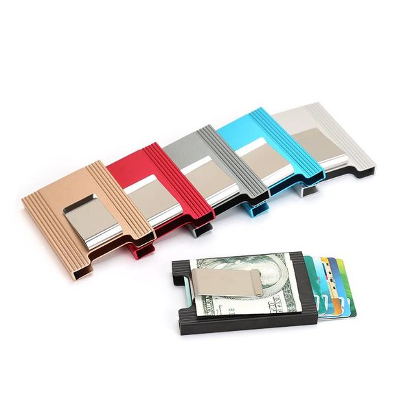 

card holders porte carte business id credit metal holder wallets pocket case bank package box aluminium, Brown;gray