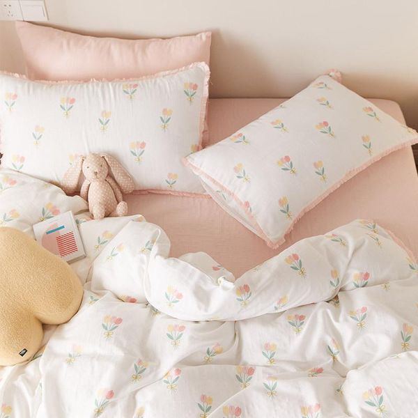 

bedding sets cotton quilt cover soft set  bed sheet twin size pillow case