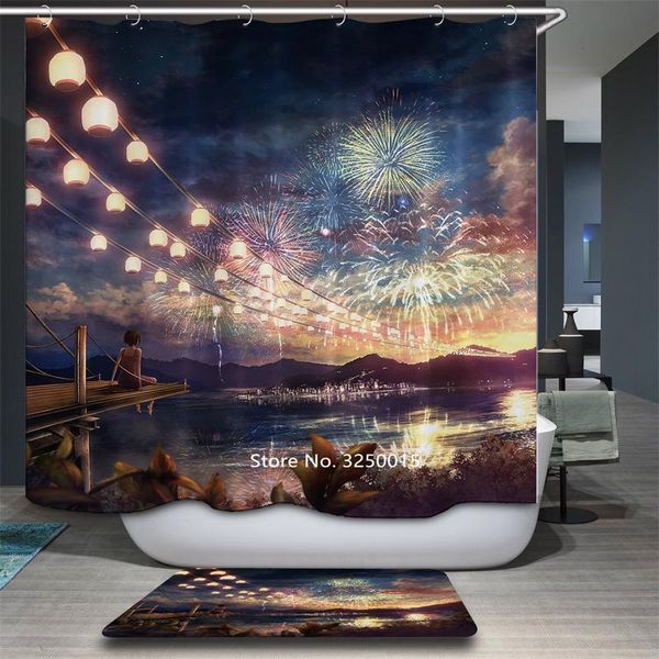 

shower curtains cute cartoon animals snowman fairy tale world curtain blue starry sky tree children bathroom waterproof and moldy
