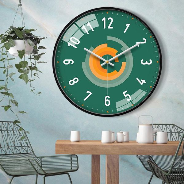 

mute simple wall clock digital modern decor single face metal shell used living and bedroom essential for good life clocks