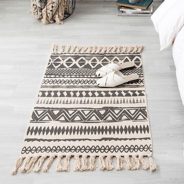 

carpets cotton weave with tassels bohemian style prayer area rug living room mat bedroom decor bedside alfombra