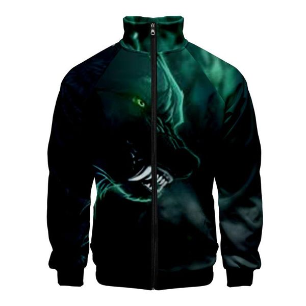 

men's jackets moon wolf 3d printed stand collar zipper jacket women/men fashion long sleeve 2021 streetwear clothes, Black;brown