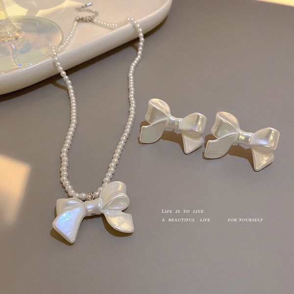 

amulet pendants korean pearl bow necklaces, earrings and, Golden;silver