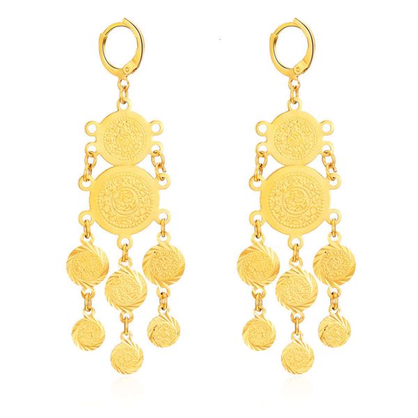

jewelry arab gold plated long tassel earrings for women, Black