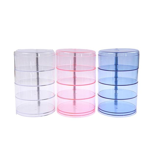 

jewelry pouches, bags 4 layers rotatable box earrings ring storage display fashion organizer, Pink;blue