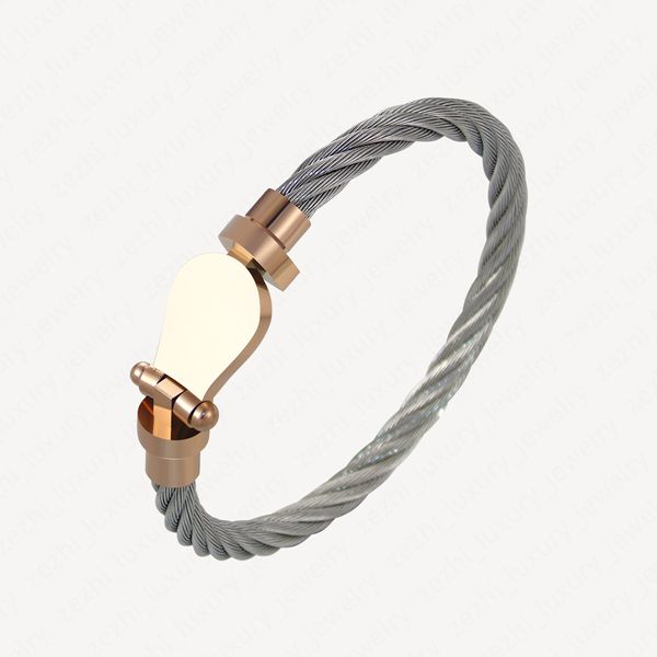 Braccialetto di fascino di moda Corda metallica in acciaio inossidabile Fibbia magnetica Bracciali a ferro di cavallo Testa a forma di U Accessori micro braccialetto intarsiato con sacchetti di gioielli all'ingrosso