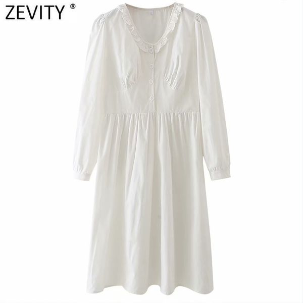 

zevity women sweet agaric lace collar decoration casual dress female prairie chic puff sleeve vestido pleats clothing ds4942 210419, Black;gray