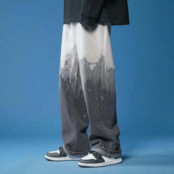 

men's pants fashion casual large size loose jeans street wide leg drop harajuku streetwear military trousers*8, Black