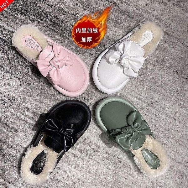 

women slippers winter pu leather warm slipper waterproof home house shoes, Black