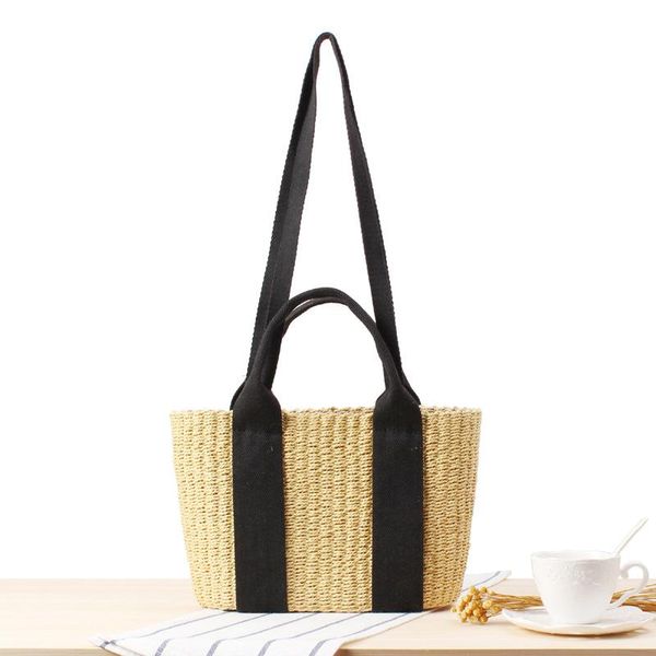 

style dual purpose straw bag beach hand woven japanese simple bags shoulder