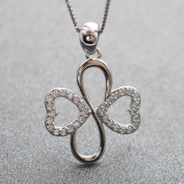

new 925 sterling silver love infinite clover pendant couple necklace gift, Black