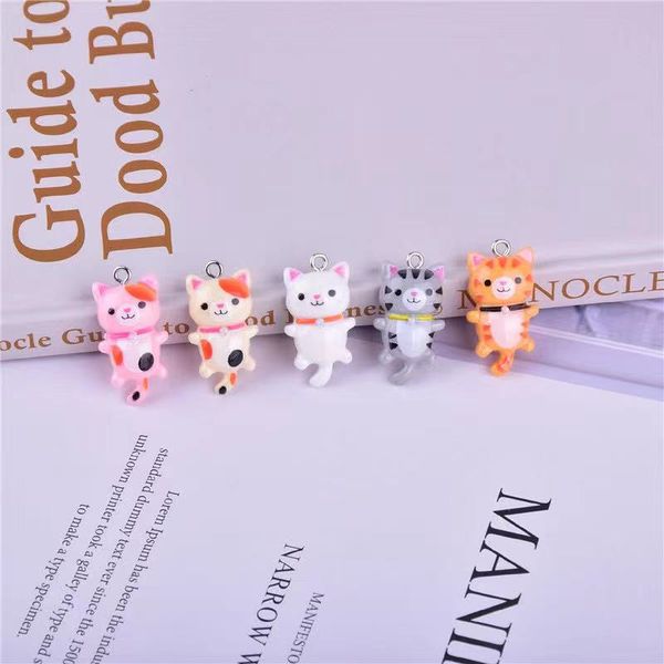 

20pcs 14*18mm kawaii resin charms cat animal for women handmade diy making earrings necklace pendants party jewelry findings, Bronze;silver