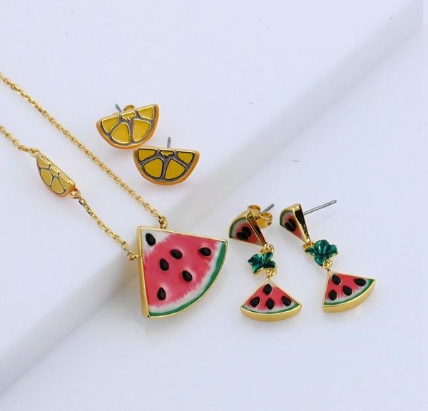 

earrings & necklace csxjd fashion jewelry copper lemon watermelon, Silver
