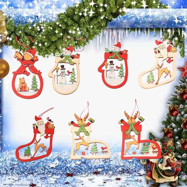 

party masks 2021 year natural wooden christmas tree ornaments pendants hanging crafts xmas decor for home decorations festive