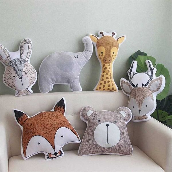 Baby Elephant Cervo Orso Giraffa Coniglio Morbido Peluche Ripiene Giocattoli Cuscini Giocattolo Animale Cartone Animato Cuscino Cuscino Per I Bambini Regalo 211215