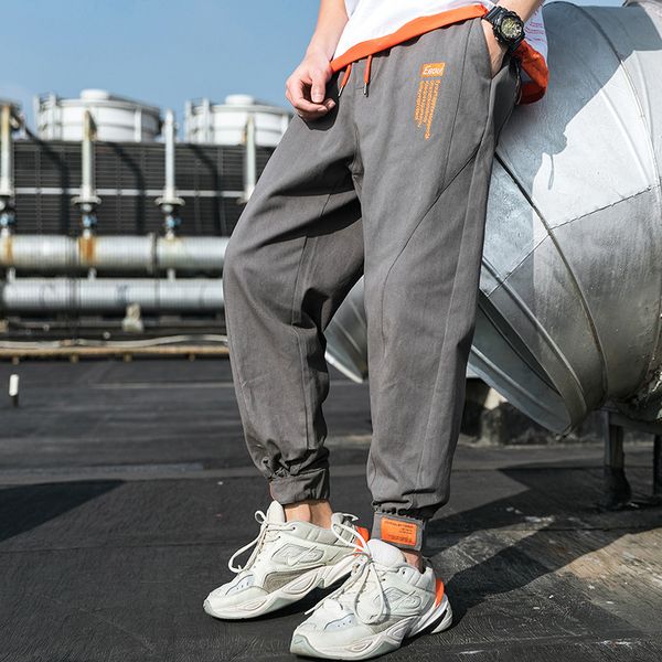

men's pants mens hip hop clothing autumn harem loose casual hook and loop ankle banded male joggers cargo men la01, Black