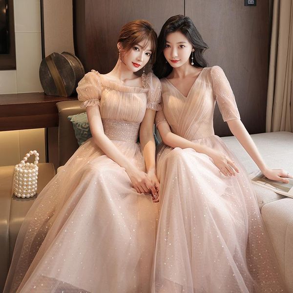 

ethnic clothing 2021 pink bridesmaid dress fairy a-line evening party slim long formal temperament prom oversize xs-3xl, Red