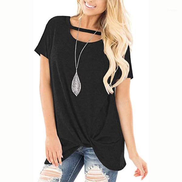 

women's t-shirt 2021 summer loose casual solid color o-neck pullover slim short sleeve female, White