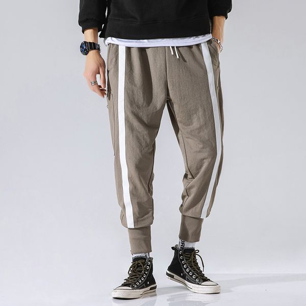 

men's jeans casual trousers stretch striped handsome ankle length pants male spring korean loose elastic waist sport harem trouser, Blue