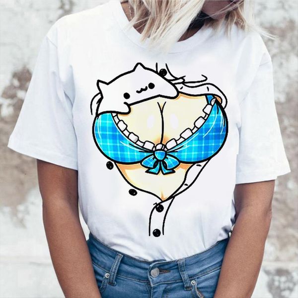 

funny fashion tees soft womens t shirt harajuku kawaii chest print cartoon, White