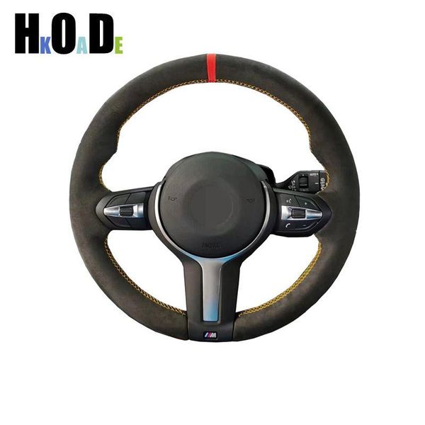 

steering wheel covers hand stitch black suede cover for m2 f87 m3 f80 m4 f82 f83 m5 f10 m6 f06 f12 f13 x5 m f85 x6 f86 2021-2021