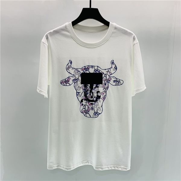 

2021 men's and women's fashion short tee casual street wear pure color printed cotton m-2xl#19, White;black