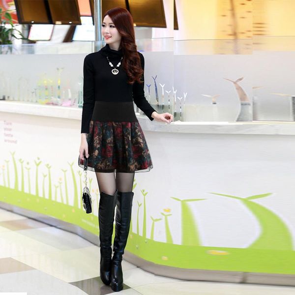 

vintage summer midi skirts womens high waist tulle lace skirt pleated a-line women, Black