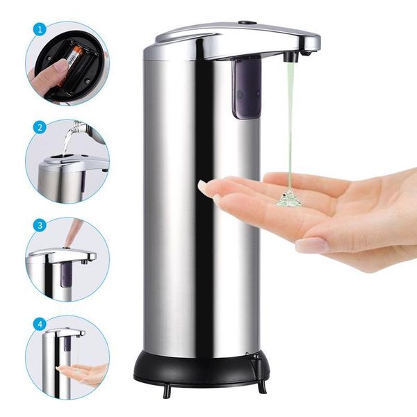 

liquid soap dispenser 1pcs 250ml stainless steel automatic handsir smart sensor touchless