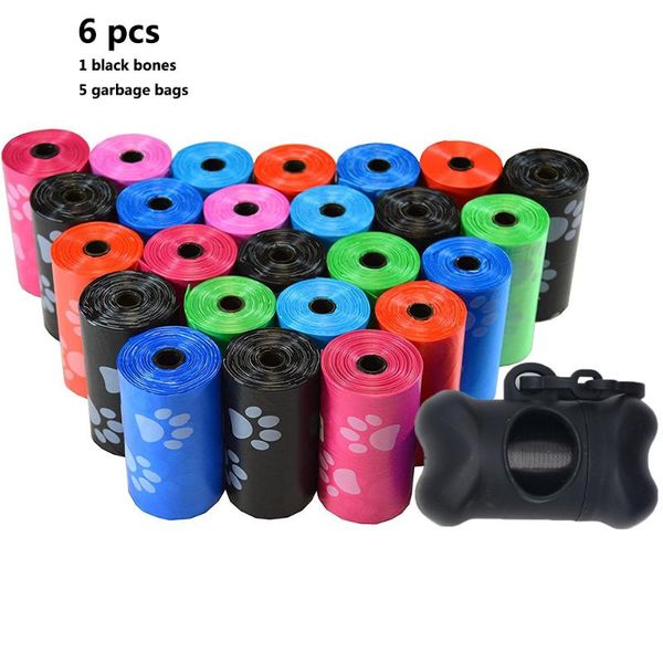 

dog car seat covers pet waste bag dispenser, degradable poop clean bags 6pcs(1 bones 5 garbage bags)